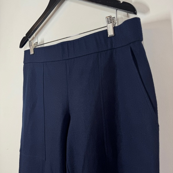 Eileen Fisher Navy Wool Ankle Pants Size L Pull On Stretch Workwear Minimal - Picture 6 of 14